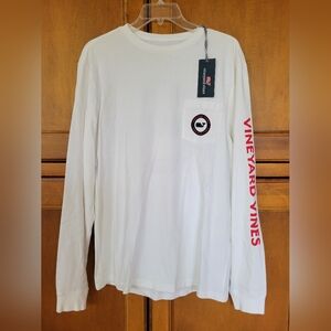 New! Vineyard Vines pocket tee White Whale Logo Mens Small Long Sleeve T-Shirt